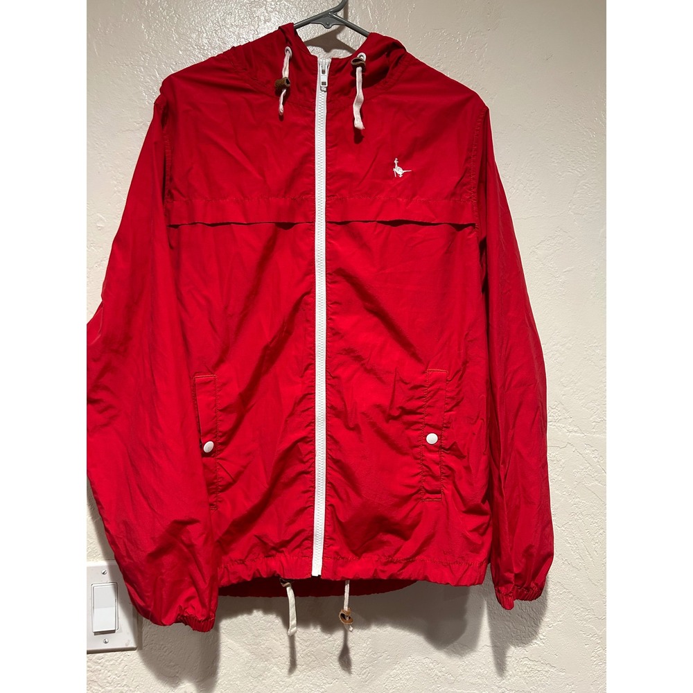 Jack Wills Red Hooded Windbreaker Jacket Full Zip Pheasant Logo US 10 UK 14‎